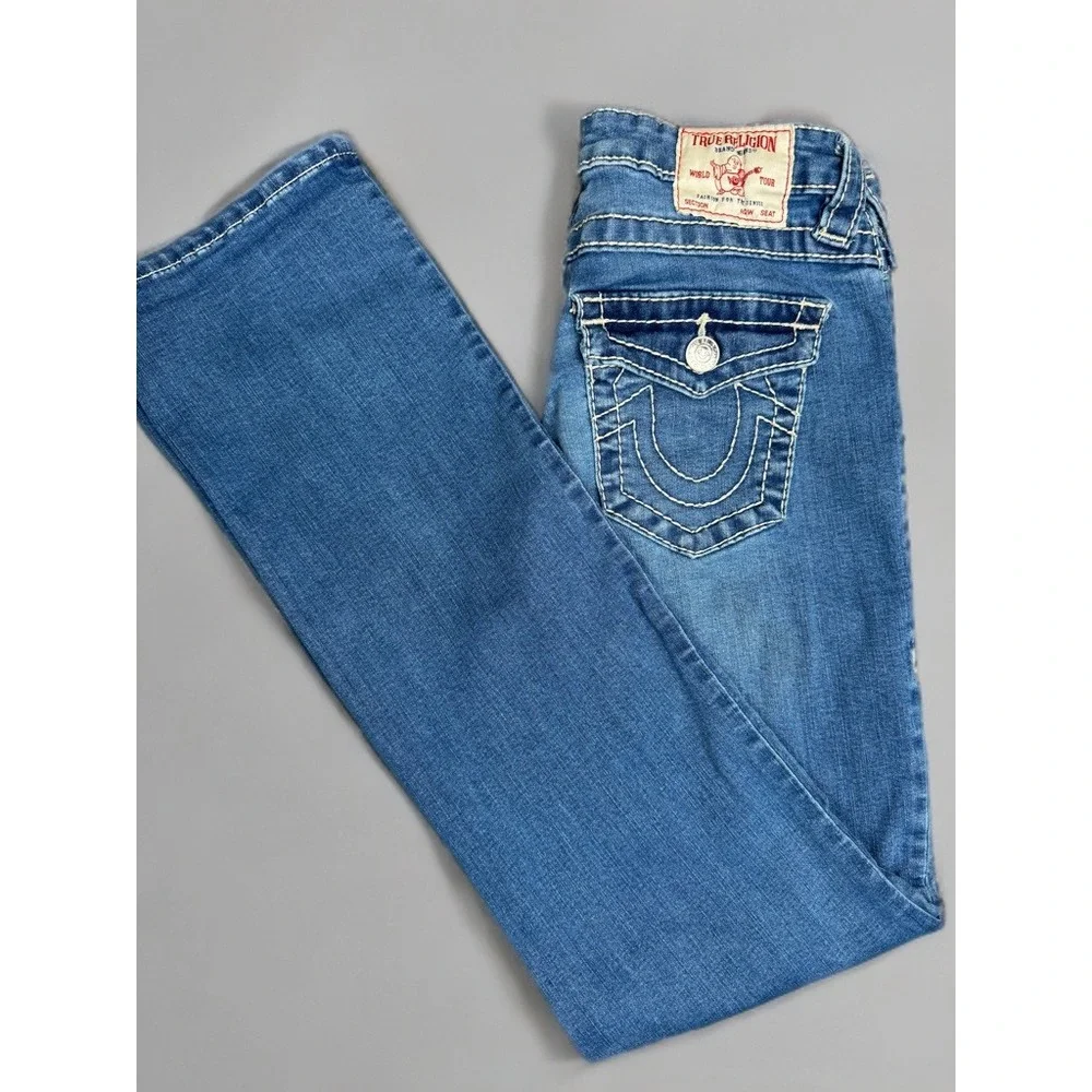 True Religion Women's Billie Big T 28x32 Mid Rise Straight Y2K Denim - Picture 1 of 8